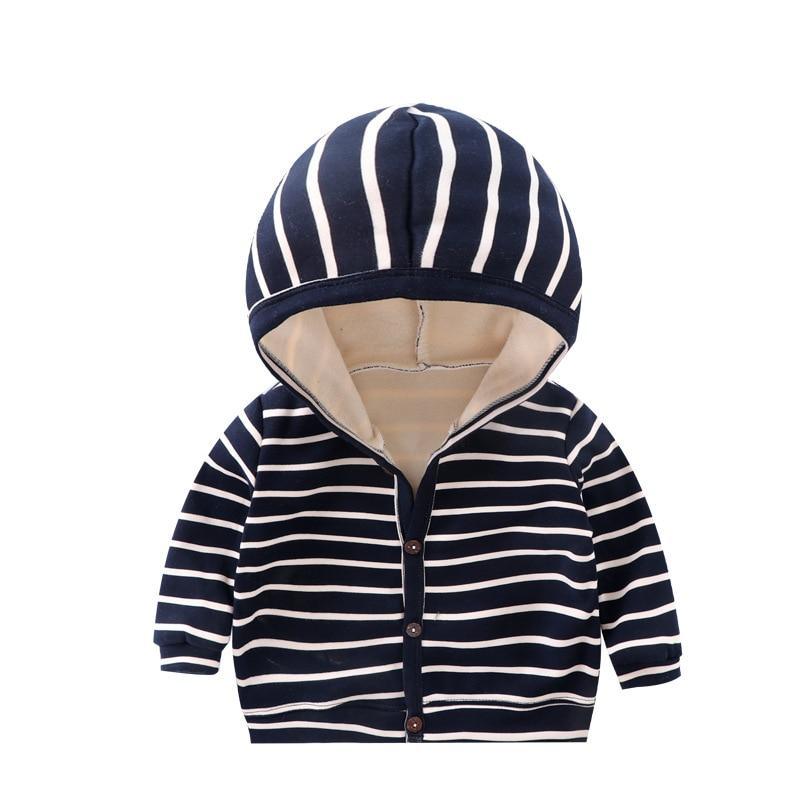 Stylish Striped Baby Cardigan with Velvet Lining