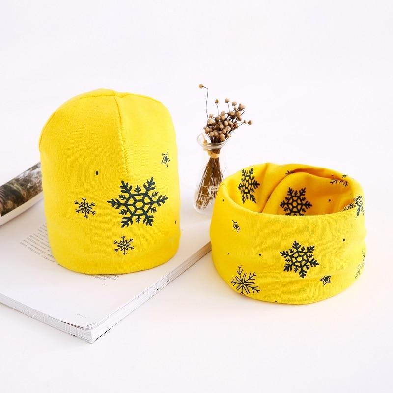 Adorable Star Print Cotton Hat & Scarf Set for Kids - Korvel