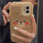 Funda de teléfono de oso marrón peludo y lindo para modelos de iPhone
