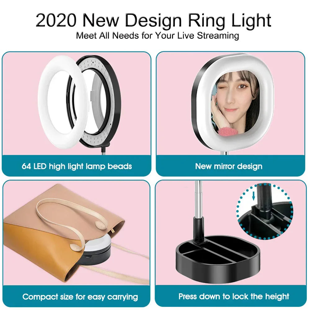 Universal USB Selfie Ring Light Photo Studio Camera Lights Dimmable Video Lighting With Stand For Youtube Makeup Live - Korvel