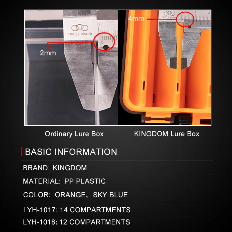 Kingdom Fishing Box 12 14 compartments Fishing Accessories lure Hook Boxes storage Double Sided High Strength Fishing Tackle Box - Korvel