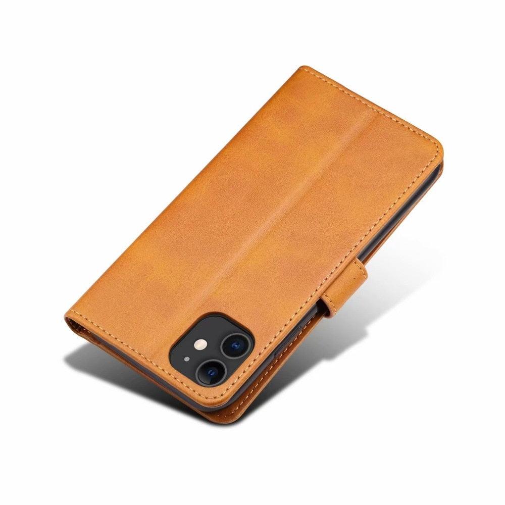 Luxury Red Leather Magnetic Flip Case for iPhone