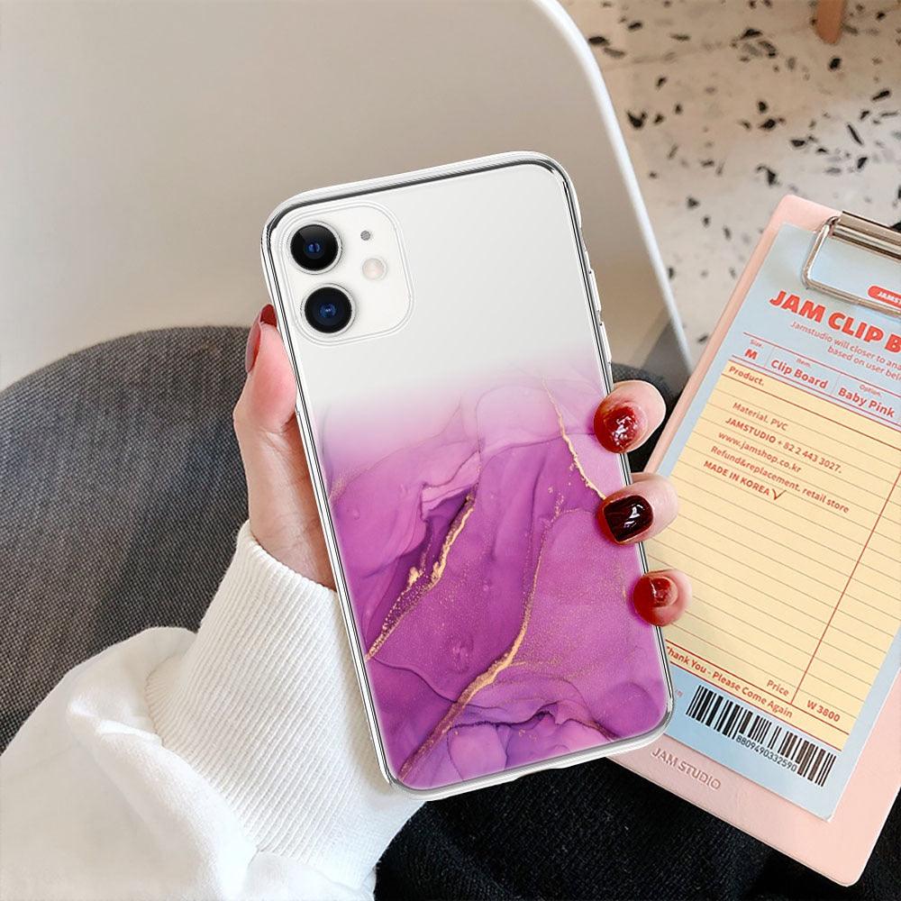 Funda Transparente de Mármol de Lujo para iPhone