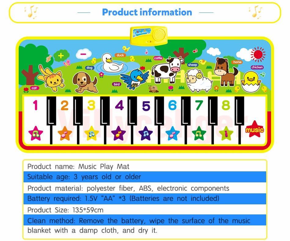 Tapis Musical Interactif avec Sons d'Animaux pour Enfants