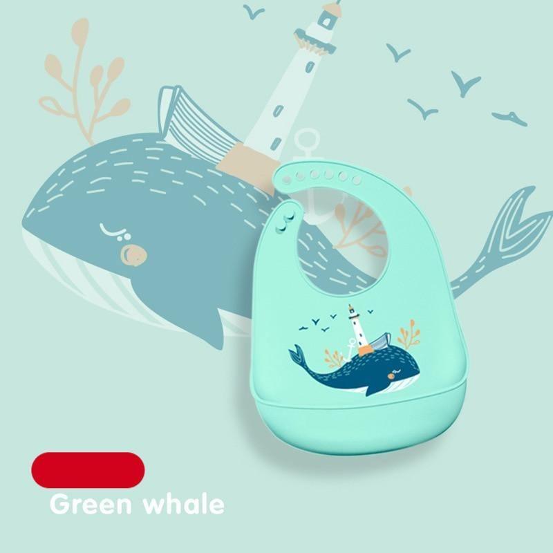 Bib de bebé de silicona ajustable con gran bolsillo - Impermeable y suave