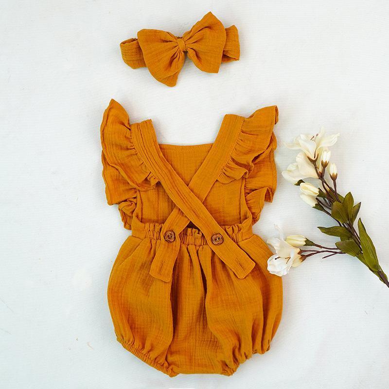Elegant Cotton Baby Bodysuit for Girls - Summer One-Piece