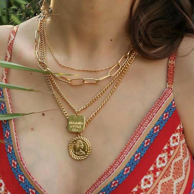 Modern Vintage Multilayer Crystal Gold Choker Necklace