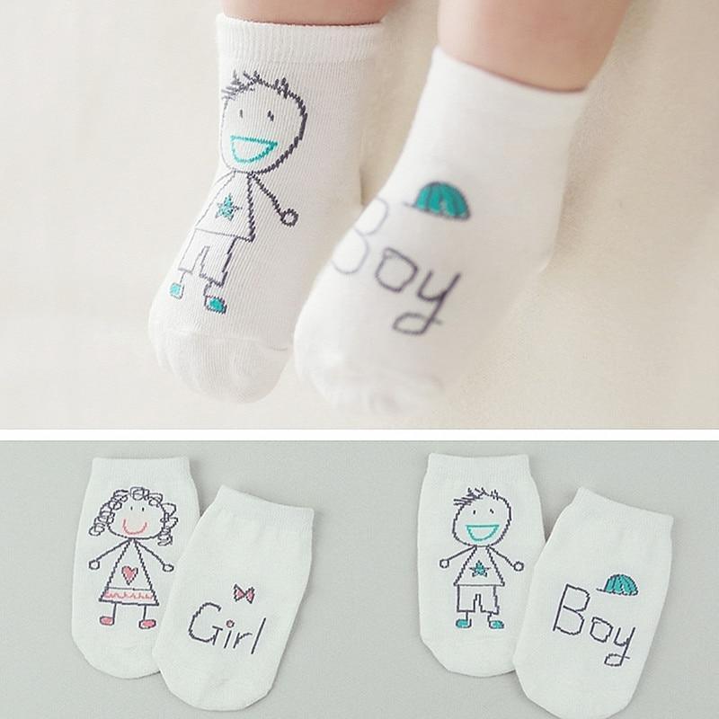 Casual White Cartoon Baby Socks - Non-Slip Cotton for Infants