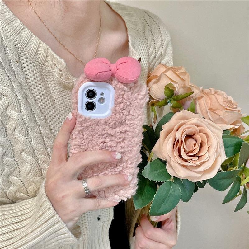 Fluffy Warm Cartoon Phone Case for iPhone