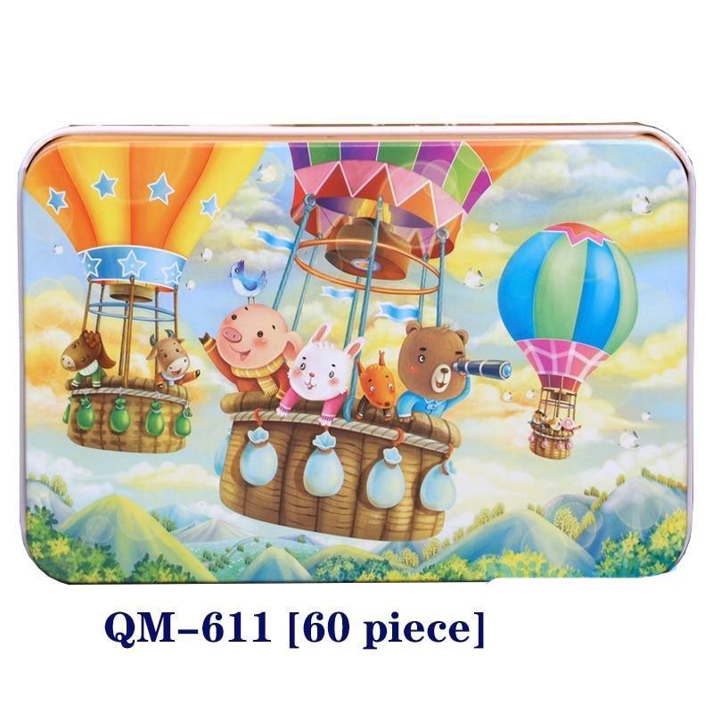60-Piece Cartoon Animal Wooden Puzzle for Kids - Educational Fun Toy - Korvel