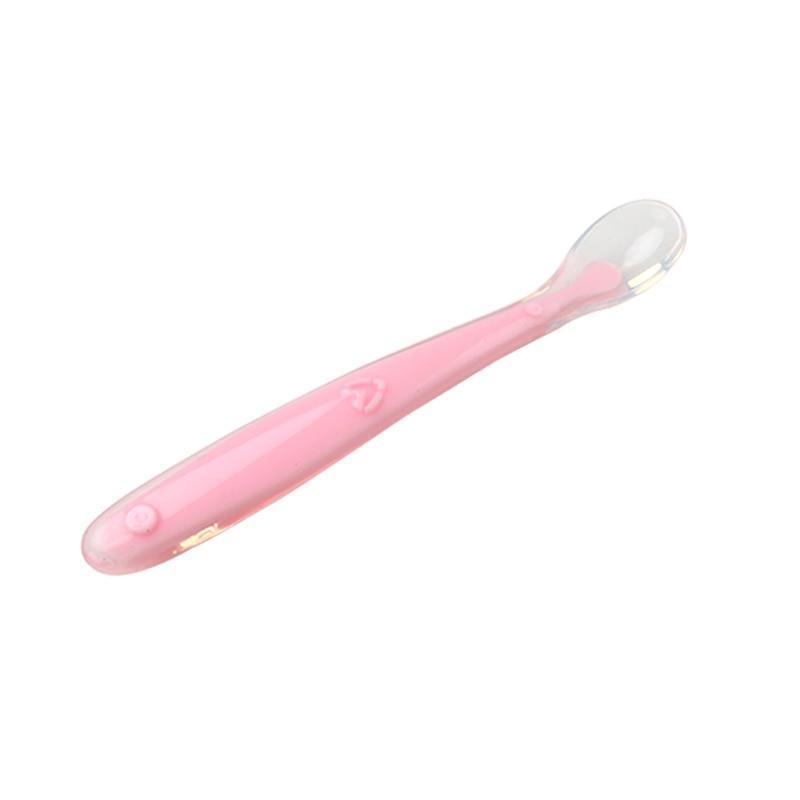 Cuillère pour bébé en silicone souple avec détection de température