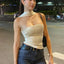 Halter Backless Satin Crop Top