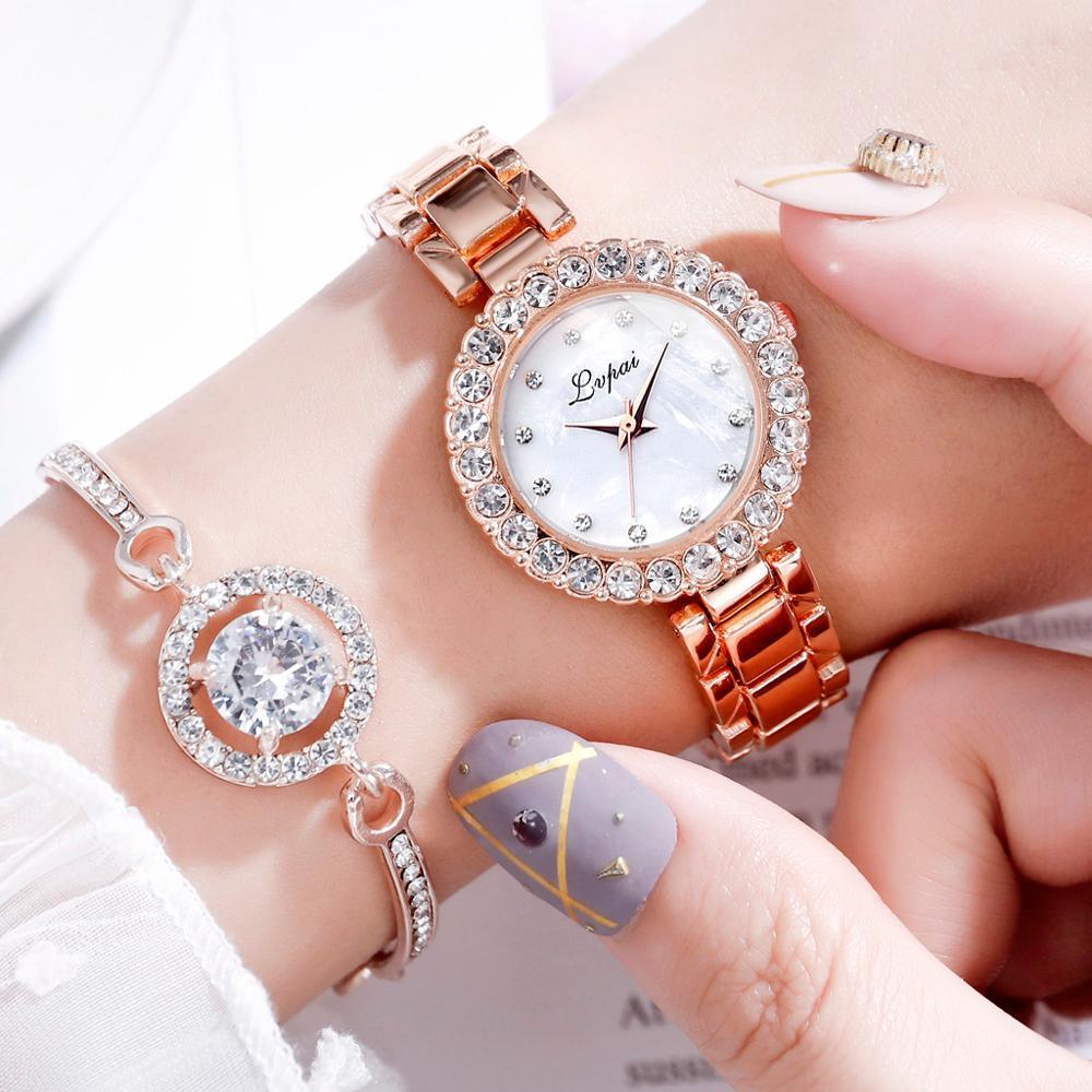 Ensemble de Montre Bracelet Élégant pour Femmes avec Design Géométrique