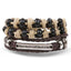 Vintage Black Bead Leather Bracelet for Men and Women