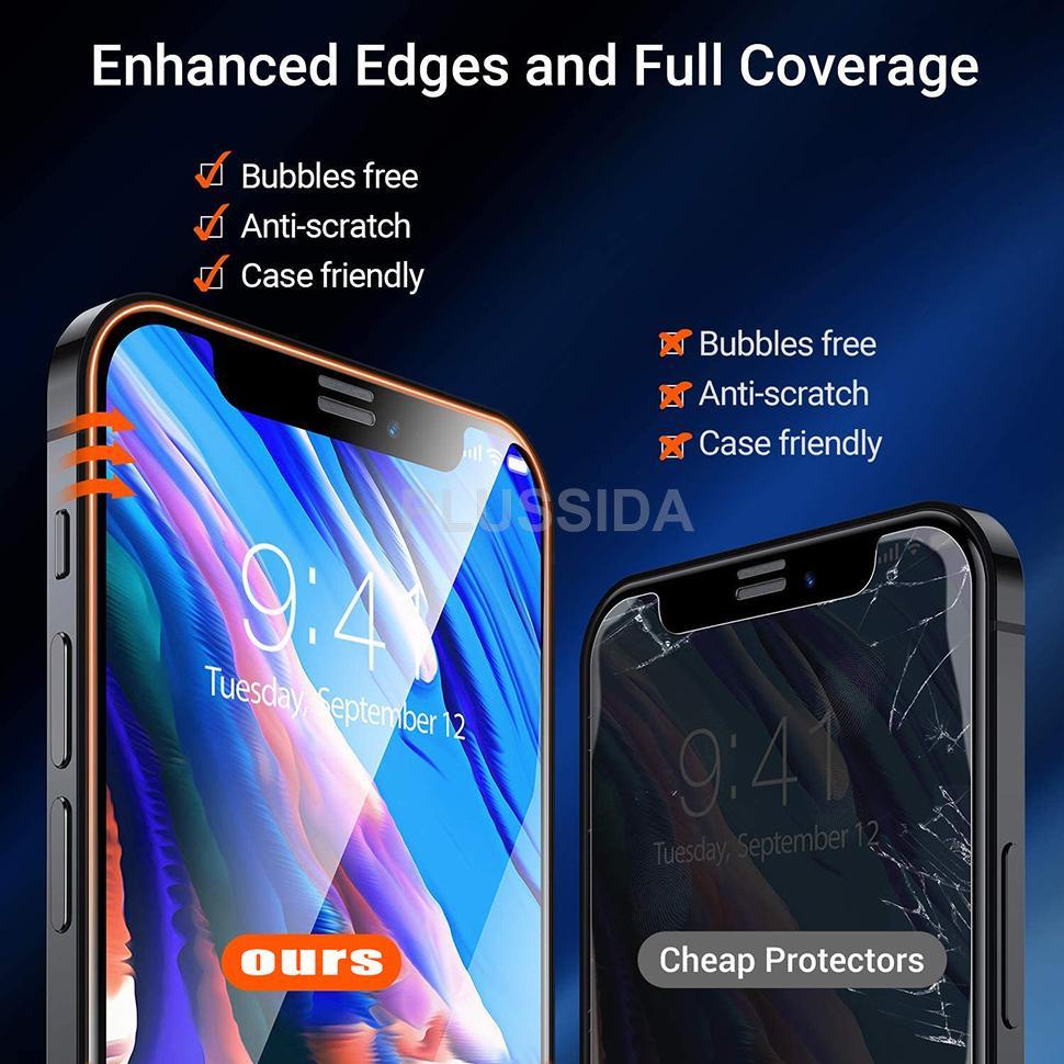 Protecteur d'écran en verre trempé 3D 2PCS pour modèles d'iPhone