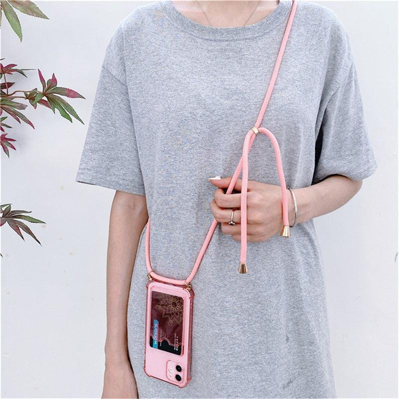Transparent Crossbody Wallet Case for iPhone