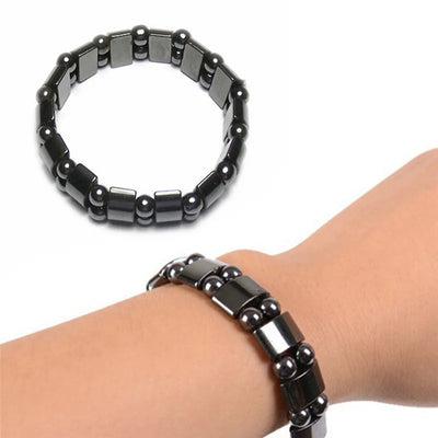 Healf moon magnetic black stone magnetic therapy slimming Bracelet Weight Loss Round Black Stone Bracelets - Korvel