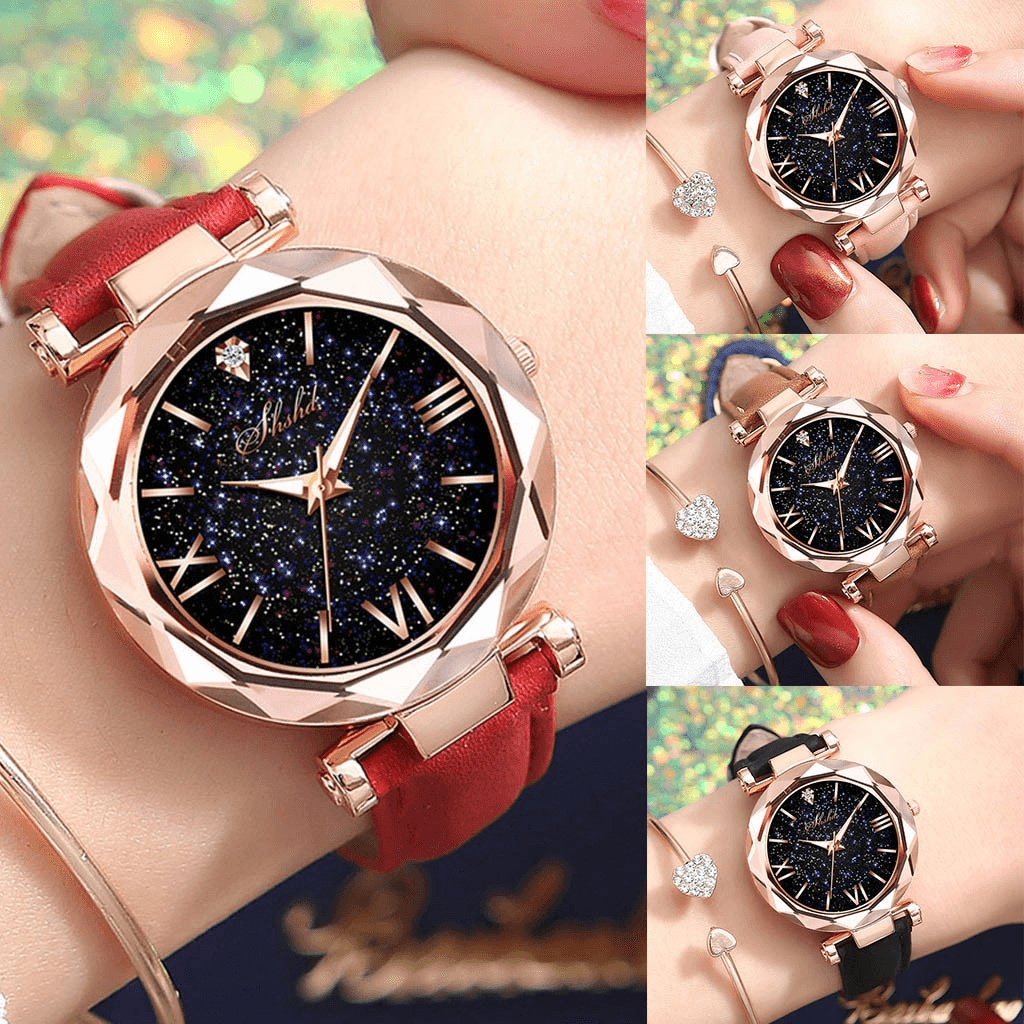 Montre à Quartz de Luxe pour Femmes avec Détails Fluorescents