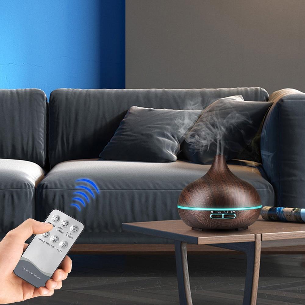 Humidificador de Aire Aroma de 550ml y Difusor de Aceites Esenciales - Grano de Madera