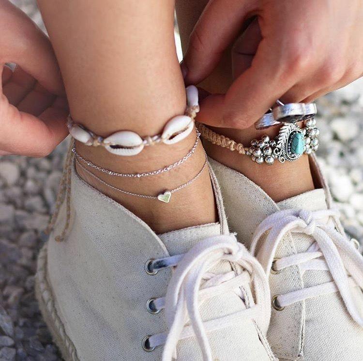 Bracelet de cheville en coquillage étoilé bohème de luxe pour femmes