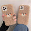 Coque de téléphone en peluche ours brun mignon pour modèles d'iPhone