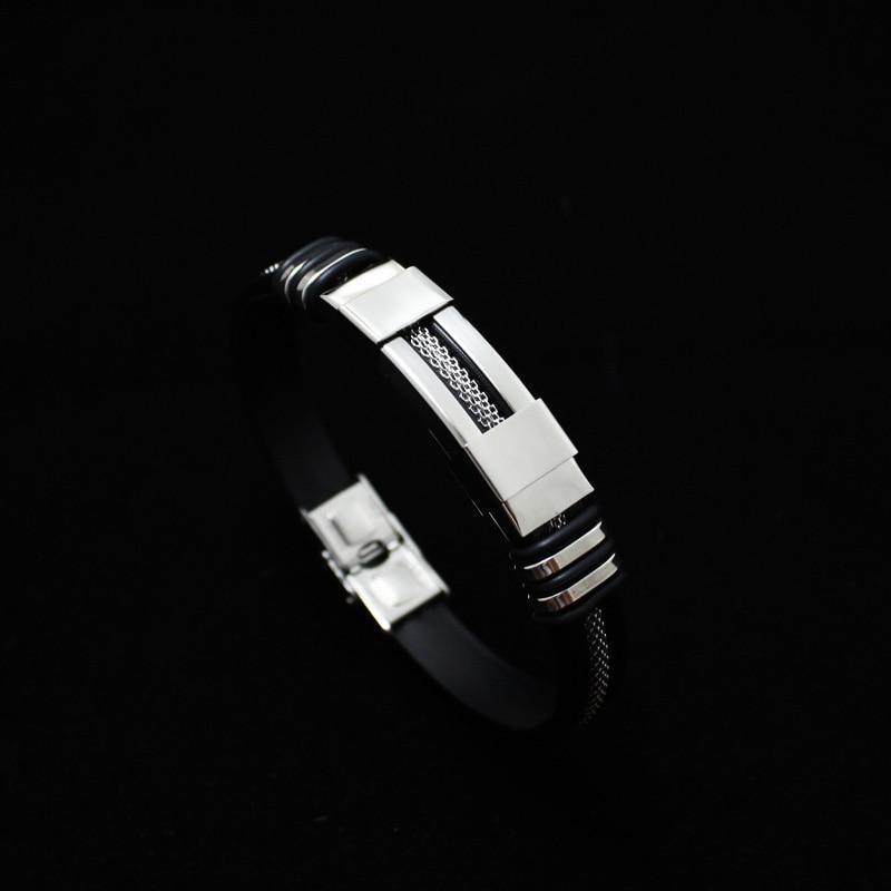 Stylish Stainless Steel and Silicone Bracelet for Men
