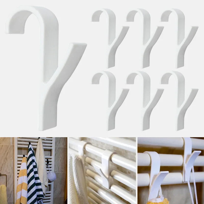 High Quality Hanger For Heated Towel Radiator Rail Clothes Hanger Bath Hook Holder Percha Plegable Scarf Hanger white 6pcs - Korvel