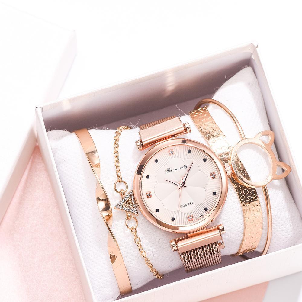Ensemble de Montre à Quartz de Luxe pour Femmes avec Bracelet