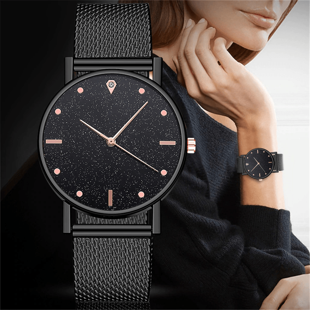 Cusual Ladies Watch with Starry Sky Dial - Fashion Quartz Wristwatch