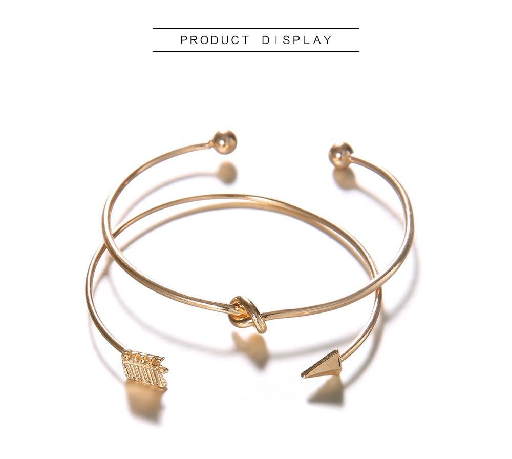 Elegant Gold-Color Arrow Knotted Bracelet Set for Women