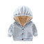 Stylish Striped Baby Cardigan with Velvet Lining