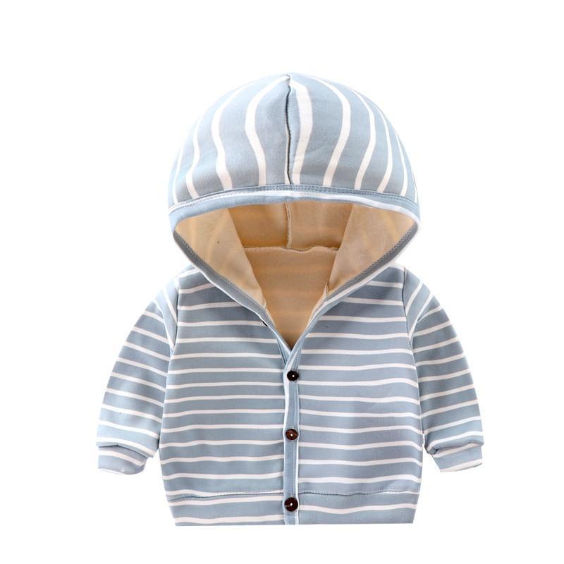 Stylish Striped Baby Cardigan with Velvet Lining