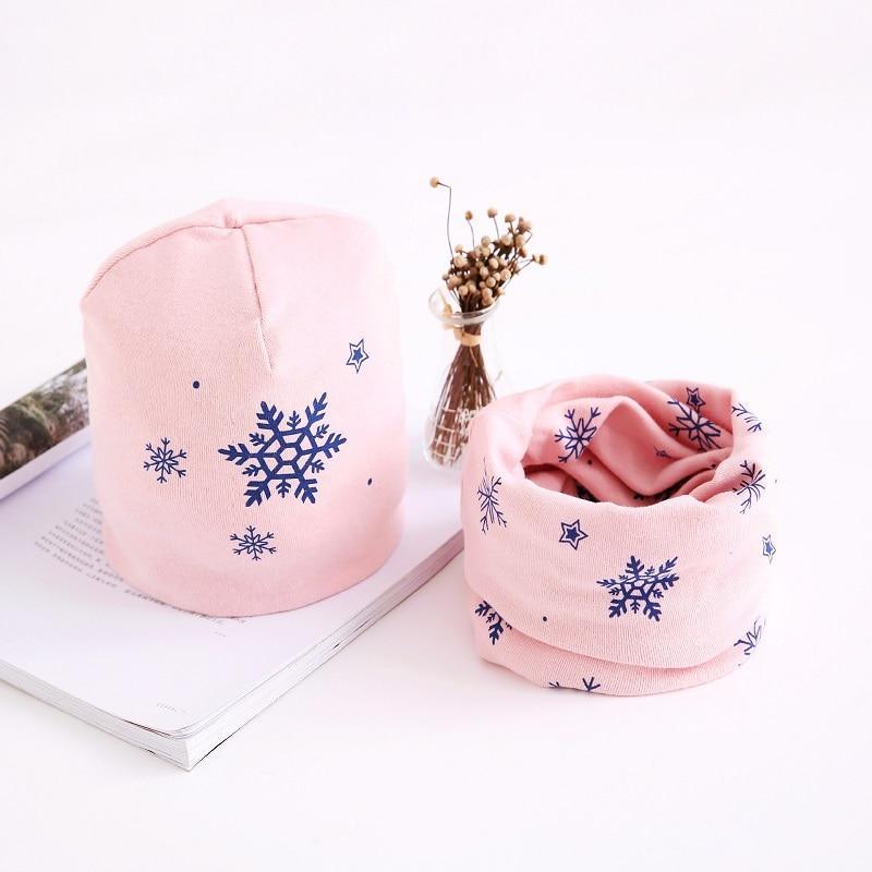 Adorable Star Print Cotton Hat & Scarf Set for Kids - Korvel