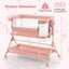 Berceau de chevet réglable en hauteur avec sac de rangement - Rose bébé