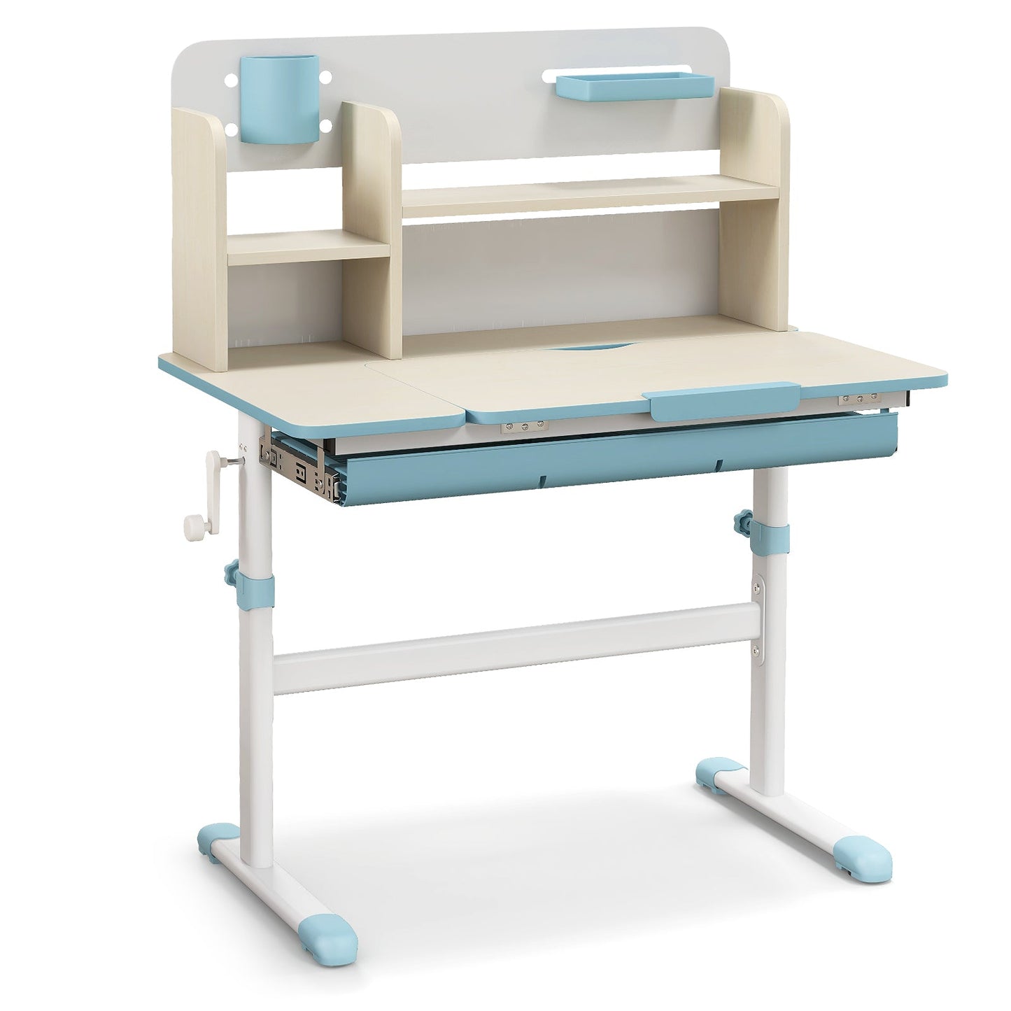 Bureau d'étude pour enfants réglable en hauteur avec plateau inclinable - Bleu