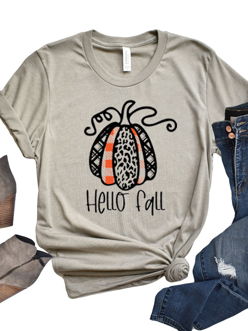Hello Fall Pumpkin T-Shirt - Korvel