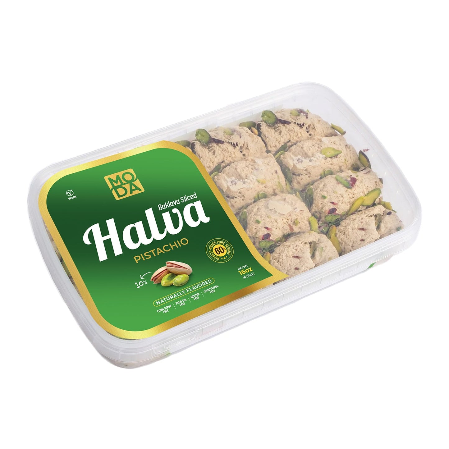 Moda Halva – Baklava de pistacho en rodajas, 16 oz (454 g)