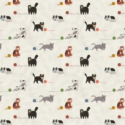 Here Kitty, Kitty Play Time Cotton Fabric - 43"/44" Per Yard