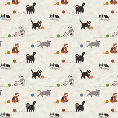 Here Kitty, Kitty Play Time Cotton Fabric - 43"/44" Per Yard