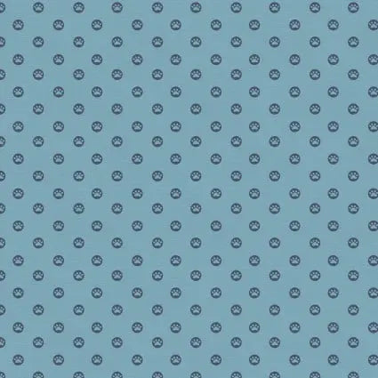 Tissu à pois bleus Here Kitty, Kitty - 43"/44" par yard