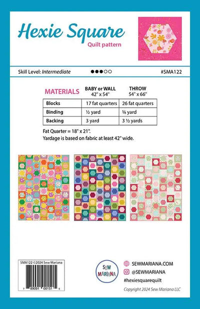 Modèle de Quilt Hexie Square par Sew Mariana
