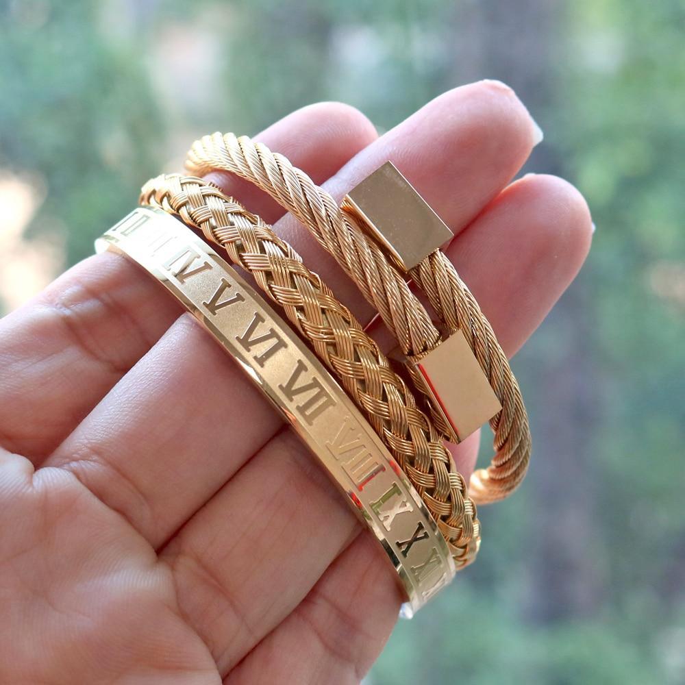 Luxury Modern Roman Style Stainless Steel Bracelet for Men