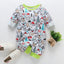 Floral Dinosaur Car Printed Baby Romper - Long Sleeve