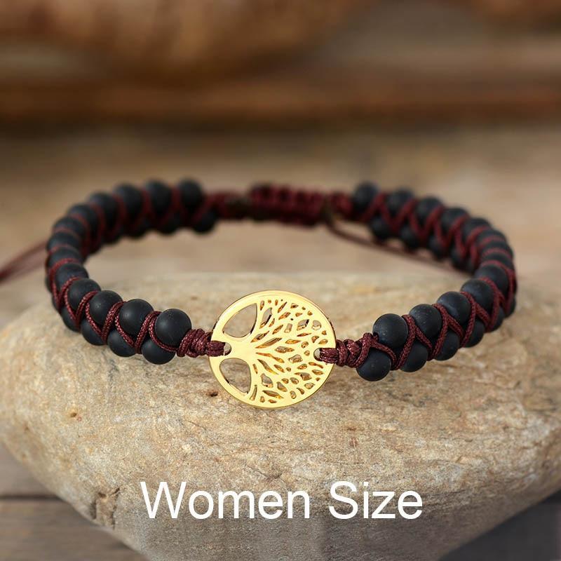 Luxury Handmade Tree Charm Bracelet - African Jasper Braided Design