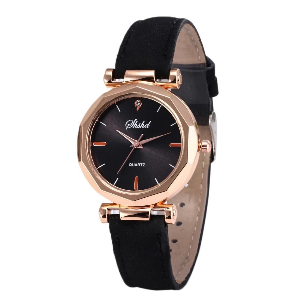 Montre en cuir avec strass pour femmes