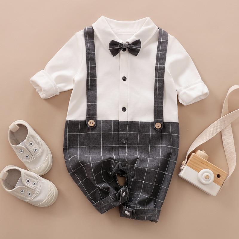 Luxury Modern Baby Boy Romper with Bow - Premium Infant Outfit