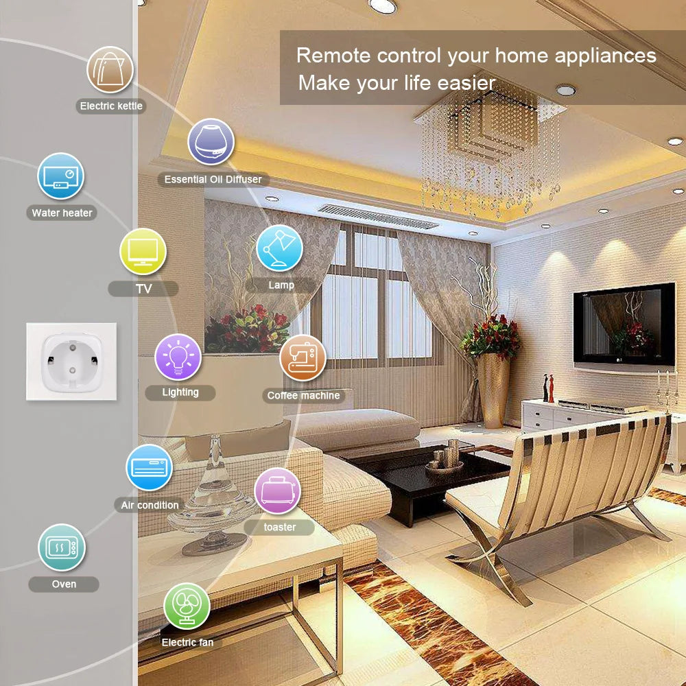 WiFi Smart Plug EU US UK Adaptor Wireless Remote Voice Control Power Energy Monitor Outlet Timer Socket for Alexa Google Home - Korvel