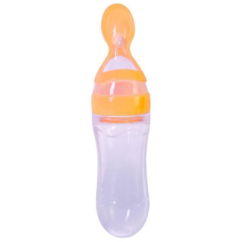 Botella de Alimentación de Silicona para Bebés con Cuchara - 90ml