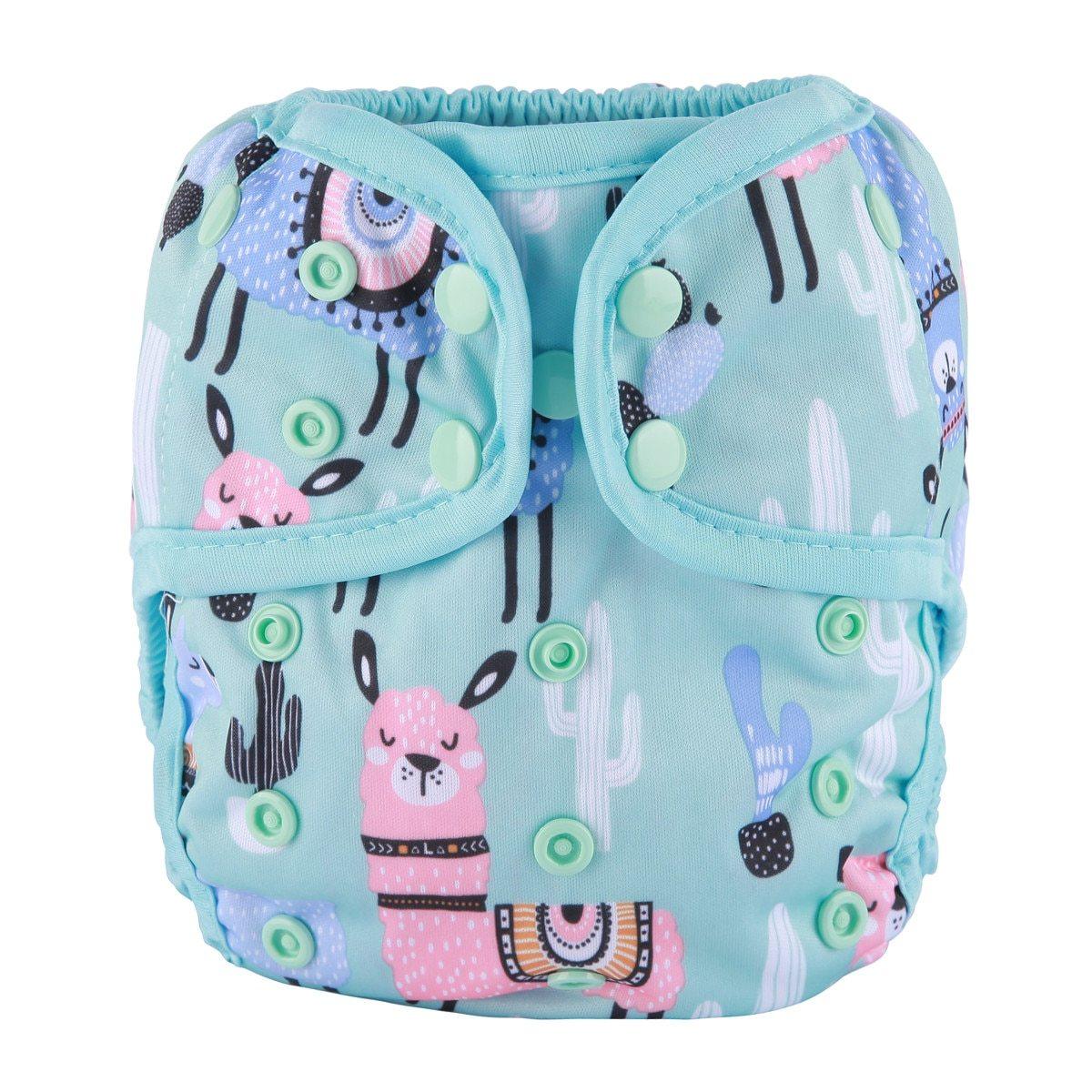 Couche en tissu pour bébé ajustable à taille unique avec double gousset