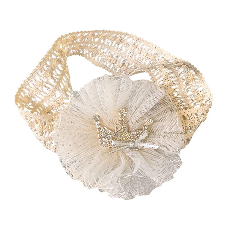 Elegant Handmade Baby Girl Hair Band with Rhinestone Crown - Perfect for Infants - Korvel